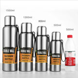 500/800ml/1000/1500ml Stainless Steel Thermos Large Capacity Vacuum Flask Portable Insulated Tumbler with Rope Thermo Bottle