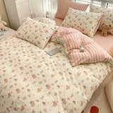 Taooba Summer Bedding Set 2024 Ins Twin Queen Duvet Cover Flat Sheet Pillowcase No Filler Girl Boys Hotel Home Bed Linens