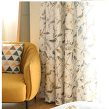 Living Room Curtains White Retro Flowers and Birds Home Decor Fabric RV Bedroom Curtain Customize 커튼 занавес Rideau Cortina