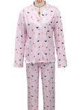 Taooba Halloween Pajamas Women Ghosts And Pumpkins Print Sleepwear Long Sleeve 2 Pieces Aesthetic Preppy Pajama Sets Loungewear