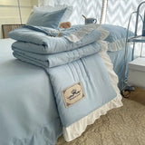 Ins Princess Style Pure Water Washed Cotton Summer Quilt Sheet Two Person Summer Cool Quilt Set Of Four Pieces Quilt Air