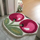 Taooba Christmas gift 1pc Cute Cherry Tufted Rug Doormat Soft Thick Fluffy Tufted Bathroom Absorbent Rug Bathroom Bedroom Entrance Floor Mat