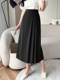 Taooba High Waist Long Skirts Women New Arrival 2024 Fashion Korean Style Solid Color All-match Office Lady Elegant A-line Skirt