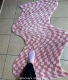 Taooba-Long Irregular Retro Plaid Tufting Elongated Carpet S-shaped Waves Fluffy Soft Tufted Door Mat Rug  Absorbent Non-slip Foot Pad