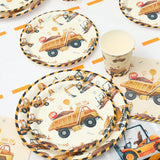 Construction Party Decoration Disposable Tableware Birthday Party Decor Kids Boy Engineering Vehicle Theme Supplies Baby Shower