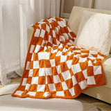 Taooba-Checkerboard Plaid Knitted  Woolen  Blanket Warm Soft Fleece Sofa  Throw Blankets Cozy Nap Blanket Cover   Bedspread Bedding