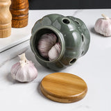 Taooba-Pumpkin shape Ceramic Garlic Storage Jar with Lid Hollow Openwork Garlic Head Ginger Chili Pepper Storage Jars Candle Lampshade