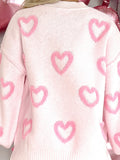 Taooba-Women Pink Heart Print Sweatshirt Romantic Oversized Sweater Valentine's Day Love Graphic Long Sleeve Pullover Tops Streetwear