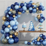 Blue Metallic Balloons Garland Kit Gold Confetti Balloon Arch Birthday Party Decoration Kids Wedding Birthday Baby Shower Boy