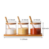 Taooba-Transparent Spice Jar Salt And Pepper Seasoning Bottle Bamboo Lid Kitchen Condiment Cruet Storage Container Spice Rack Dropship