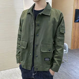 Taooba Male Jean Coats Khaki Autumn Men's Denim Jacket Big Size Y2k L Clothing Korean Style Casual High Quality Of Fabric Aesthetic G