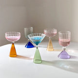 Taooba-1pc Glass Ice Cream Cup Colorful Cocktail Mug Champagne Yogurt Goblet Cup Dessert Cup Bar Party Home DrinkWare High Appearance