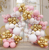 Taooba Color Palette Pink Balloon Garland Kit White Chrome Gold Balloon Arch Baby Shower Birthday Bridal Shower Wedding Party Decoration Latex Globos