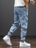 Taooba-Spring Summer Black Blue Cargo Jeans Men Streetwear Denim Jogger Pants Men Baggy Harem Jean Trousers Plus Size 6XL 7XL 8XL