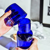 Taooba-550ml Glass Teacup Set Simple Heat-Resistant Drinking Juice Cup With Tea Pitcher Water Bottle Drinkware Blue Color