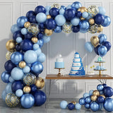 Taooba Color Palette Blue Metallic Balloons Garland Kit Gold Confetti Balloon Arch Birthday Party Decoration Kids Wedding Birthday Baby Shower Boy