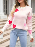 Taooba-Valentine's Day Knitted Heart Sexy Club Women Sweater O Neck Long Slevee Pullovers Soft Casual Streetwear Fashion Top Tee Female