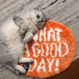 Taooba Christmas gift Orange Flocking Floor Rug What a Good Day Pets Rug Living Room Nordic Bathroom Soft Fluffy Rug Bedside Carpets Entryway Floor