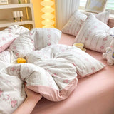 Rural Style Bedding Set Fresh Floral Four Piece Set  Girl Heart  Double-layer Gauze 2024 New Meeting Duvet Cover