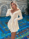 Taooba Bree V Neck Ruffle Mini Dress