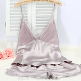 Taooba Christmas Outfit PLUS SIZE Suspender Pajamas Set Sleepwear Sexy Lace Bow Cami Shorts Pijamas Suit Lingerie Summer New Female Silky Satin Homewear