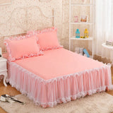 White Elegant Princess Bed Skirt Non-slip Mattress Cover Ruffled Lace Bed Skirt Bedsheet 1pcs Protector Bedspread No Pillowcase