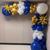 Taooba Color Palette 107PCS Royal Blue and Gold Balloon Arched Garland Set Suitable for Anniversary, Wedding, New Year, and Birthday Party Decoration