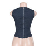 Taooba Eli Cut-Out Denim Crop Top