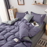 Taooba-Bedding Set Simple Flat Sheets Duvet Quilt Cover Pillowcase Bed Linen for Single Queen Full Size Solid Home Textiles