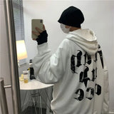 Taooba Male Clothes Print Black Hooded Hoodies Sweatshirt For Men Aesthetic Letter Emo Designer Winter Cotton Elegant Hot Low Price S