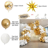 Taooba Color Palette White and Gold Balloons Garland Arch Kit with Starburst Foil Balloon for Wedding Anniversary Birthday Party Decorations Supplie