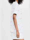 Taooba-Cute 2 Piece Pyjamas Set for Women Y2k Bow Bunny Print Button Down Sleepwear  Loungewear Two Piece Easter Pjs Set