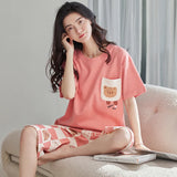 Taooba-New Arrival Elegant Pajama Young Women's Pajama Sets Pyjamas Femme Round Neck Sleepwear Female Loungewear Pijama Mujer Homewear