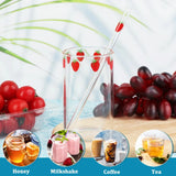 1pc 300ml Strawberry Coffee Mugs Cute Glass Cup with Straw Creative Transparent Water Drinking Kitchenware Desktop Decoration