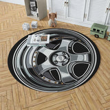 Taooba-Round Carpet Tire Shape Rug  Boys Bedroom Decor Creative Area Rugs Car Hub Home Living Room Anti-slip Coffee Table Floor Mat