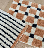 Taooba-MIns Style Korean Striped Plaid Absorbent Carpet Soft Plush Cashmere  Beside Rug Bathroom Floor Mat Toilet Door Rrugs