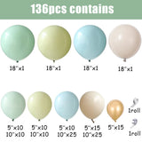 Taooba Color Palette 136pcs Dusty Green Blue Balloon Garland Arch Kit Sand White Beige Balloons for Boho Baby Bridal Shower Wedding Party Decorations