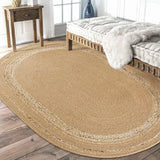 Living Room Carpet Natural Jute Hand Woven Home Decoration Comfortable Breathable Bedroom Rug Soft Wear Resistant Durable Mats