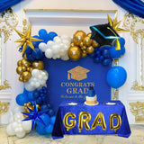 Taooba Color Palette 127pcs Royal Blue Gold Graduation Balloon Wreath Arch Set with Graduation Hat 2024 Graduation Ball Birthday Party Decoration