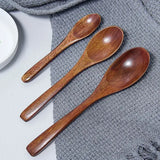 Taooba-1Pc Wooden Small Spoon Coffee Spoon Honey Stirring Spoon Children's Tableware Retro Style Creative Wooden Spoon