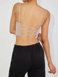 Taooba-Spaghetti Strap Tank Top Sexy Backless Skinny Crop Tops 2023 Summer Elegant Lace up Party Streetwear Women Camis