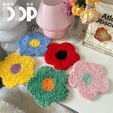 Hand Tufted Plush Flower Coaster Thermal Insulation Table Mat Home Decoration Gift Carpet Coaster Table Decoration Accessories