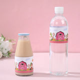 Pink Farm Water Bottle Labels Party Decor Animal Farm Stickers Wedding Birthday Anniversary Kids DIY Party Supplies