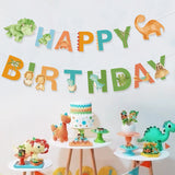 Dinosaur Happy Birthday paper Banner Dinosaur Birthday Party Decorations for Boys Kids Dino Theme Party Garland Flag Supplies