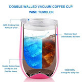 1pc 12oz/350ML Beer Mug Stemless Insulated Wine Glasses Double Wall Vacuum Stainless Steel Travel Tumbler For Cold & Hot Drinks