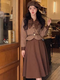 Taooba-spring French Style Multicolor Women Suits 2024 Eleagnt Bow Short Coat High Waist A-line Mid Skirt Fashion Vintage 2 Pieces Set