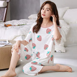 Taooba-Summer New Women's Short Sleeve Calf-Length Pants Pajamas Modal Suit Casual Loose Slightly Fat Spring And Summer Home Clothes