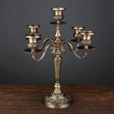 Taooba-Home Bronze Candelabra Metal 5-arms/3 arms Candle Holders Wedding Decoration Candlesticks Event Candle Stand Table Centerpiece