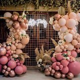 Retro Pink Wedding Balloon Garland Arch Kit Girl Rose gold Metallic latex Balloons Birthday Wedding Party Baby Shower Decoration