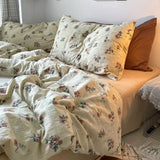 Vintage Floral Bedding Set No Filler Ins Korean Style Duvet Cover Flat Sheet Pillowcase Single Queen Size Girl Boy Bed Linens